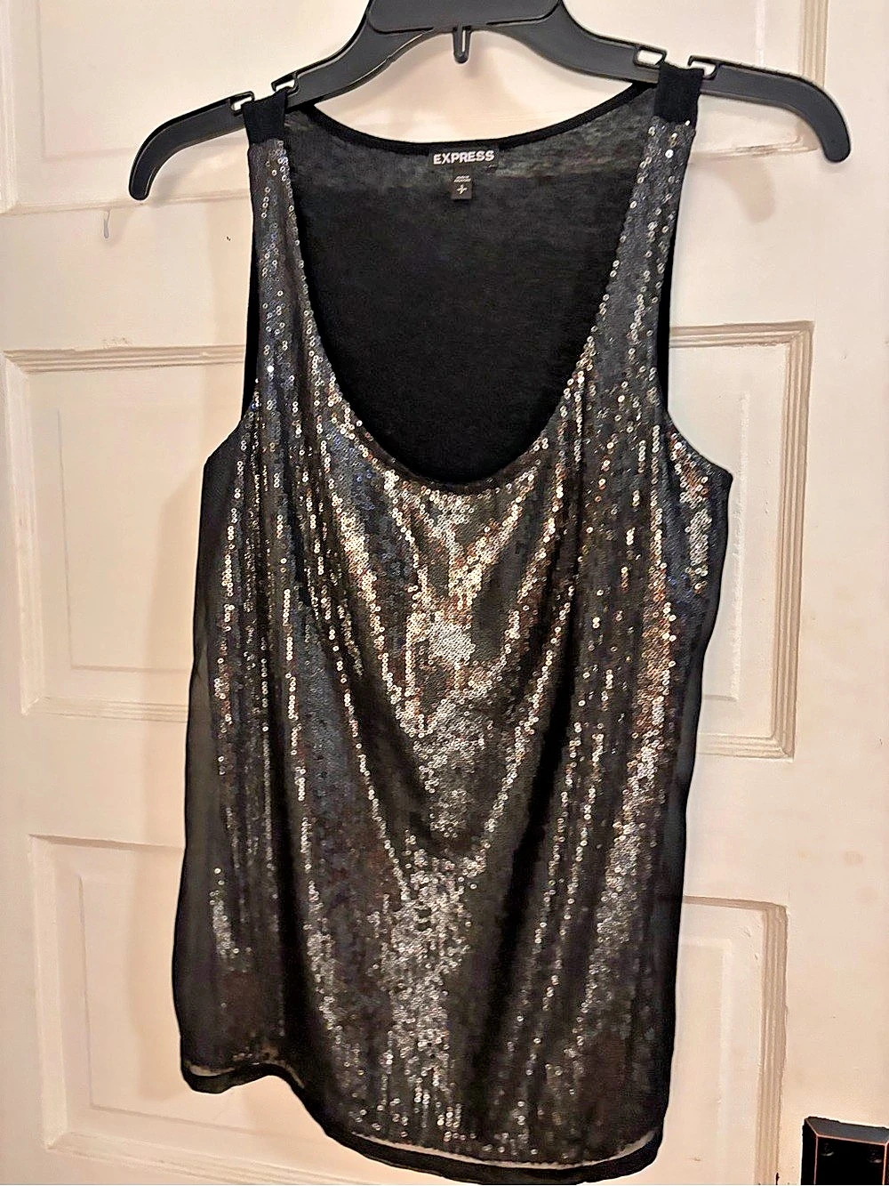 Express Sequin Tank Top in Black Size Small Like New